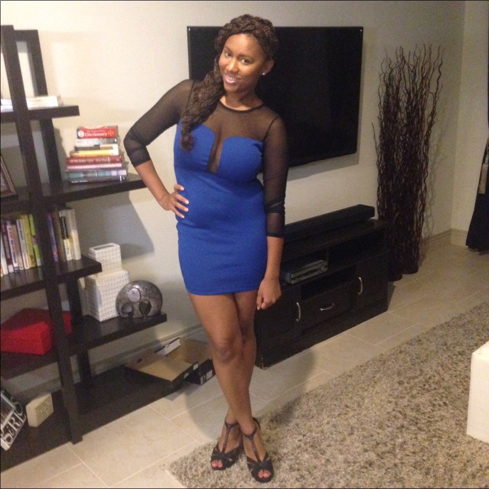 COPY - Blue and Black Mesh Dress